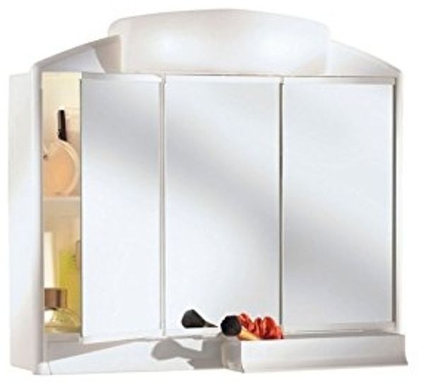 Jokey Spiegelschrank Rano mit Beleuchtung 59 cm breit, Badezimmer Spiegelschrank aus Kunststoff in Weiß