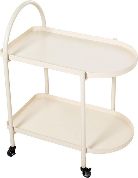 DRW Servierwagen mit Zwei Etagen aus Metall in Weiß, 60 x 40 x 74 cm