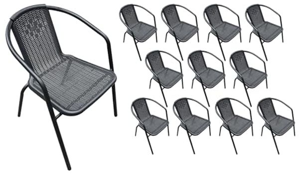 LC Garden Stapelstuhl Garvista Stapelstuhl 54x52x72cm schwarz Gartenstuhl Terassenstuhl, Pulverbeschichteter Stahl
