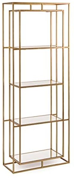 Regal Elenor aus Metall und Glas, elegant, gold, 4 Fächer, modernes Design, Indoor