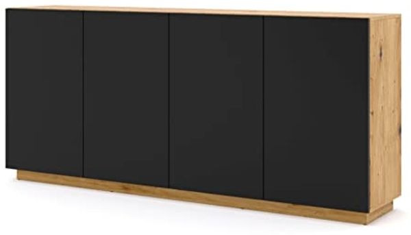 Kommode AURA 4D 198 cm Eichenhandwerkskunst / schwarz matt
