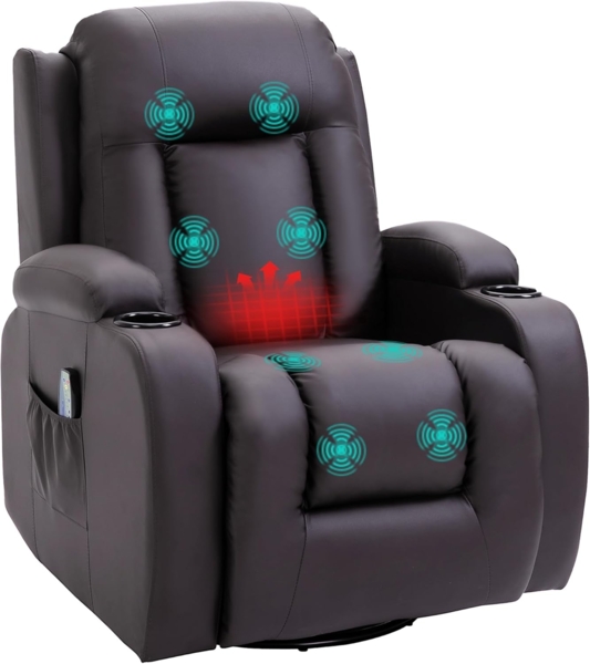 HOMCOM Massagesessel Fernsehsessel mit 8 Massagemodi, Fernbedienung (TV-Sessel, 1-St, Ruhesessel), mit Becherhalter