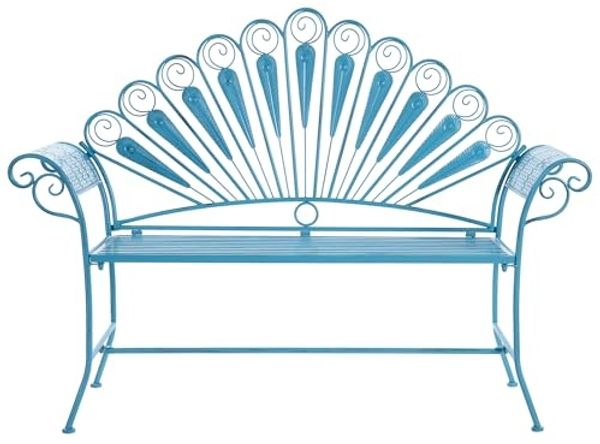 Beliani 'PAVIA' Gartenbank, Metall Blau