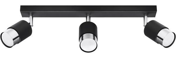 SOLLUX SL. 1066 Deckenleuchte NERO 3 schwarz/chrome Stahl 40W L: 45cm B: 5cm H: 18cm dimmbar