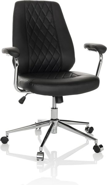 hjh OFFICE Home Office Chefsessel Theo I Kunstleder Drehstuhl mit ergonomischer Rückenlehne, Bürostuhl gepolstert Schwarz, 729450