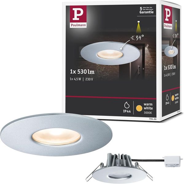 Paulmann No. 79666 House Einbauleuchte IP44 3000K 34° 5,8W Silber
