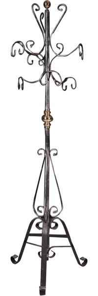 Dmora - Praktischer Kleiderbügel aus Metall für den Eingang, Klassischer Kleiderständer, Made In Italy, Kleiner Mann mit Schirmständer, Toter Mann, 50x50h190 cm, Silberfarbe