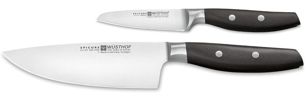 Wüsthof Messersatz, Epicure Slate 1071160202, 1 Kochmesser (16 cm Klinge) und 1 Gemüsemesser (9 cm), geschmiedet, rostfrei, scharfe Küchenmesser
