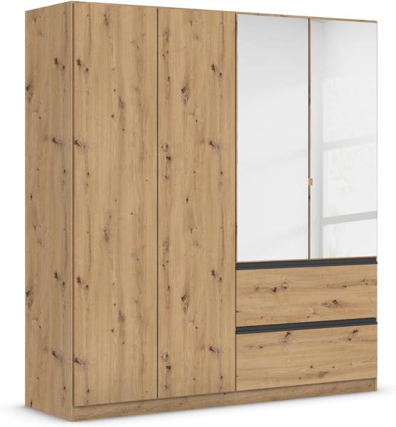 rauch Kleiderschrank, Drehtürenschrank COSTA, 4-türig, 2 Spiegeltüren, 2 Schubkästen, push-to-open, Eiche Artisan, 181 x 197 x 54 cm