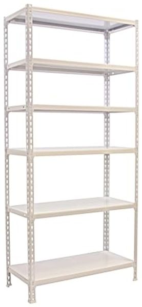 Simon Rack Schwerlastregal, 2500 x 1000 x 500 mm, Bis 180 kg Belastbar, 6 Verstellbare Ablagen, Kellerregal, Lagerregal, Weiss - Simonclick