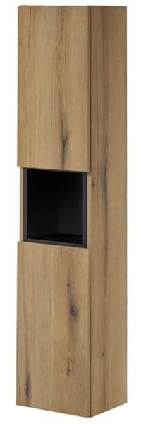 Hochschrank Skelbolu mit Regaleinsatz 30x140x25 cm Eichenoptik [en. casa]