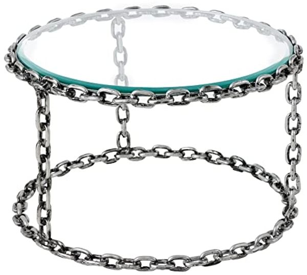 riess-ambiente Couchtisch CHAINS 65cm transparent / silber - Metall, Glasplatte, Kettengestell (Einzelartikel, 1-St), runder handgefertigter Beistelltisch- ideal f. extravagante Wohnzimmer
