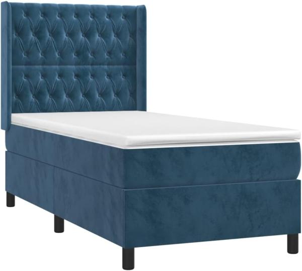 vidaXL Boxspringbett mit Matratze Dunkelblau 80x200 cm Samt