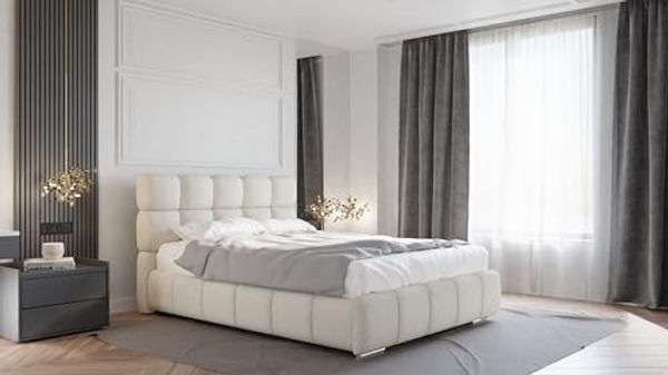 Homesy Polsterbett BLISS Luxus-Bett mit Lattenrost Wahl federkernmatraze, kokosmatratze, (Stabile Rahmenkonstruktion Metallrahmen), Ein Luxusbett in jeder Größe 140x200cm 160x200 cm 180x200cm