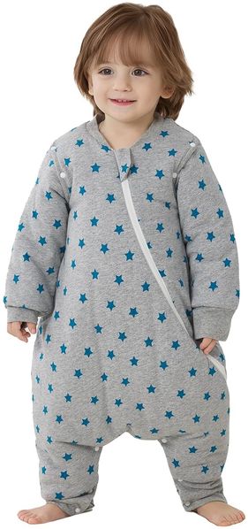 Duomiaomiao Baby Schlafsack mit Füßen 3.5 tog, winterschlafsack 100% Baumwolle Baby, Mädchen mit Schlafsack, Cartoon-Laub (Pentagramm/85CM)