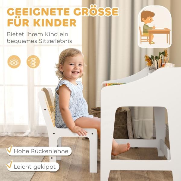 AIYAPLAY Kindertisch mit Stauraum, für 3-8 Jahre (Schülerschreibtisch, 2-St, Kinder Schreibtisch und Stuhl), für Kinderzimmer, Naturholz Bild 5