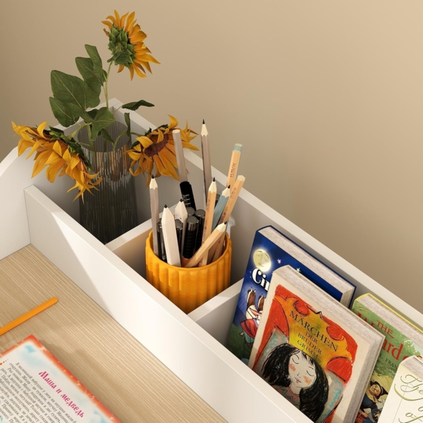 AIYAPLAY Kindertisch mit Stauraum, für 3-8 Jahre (Schülerschreibtisch, 2-St, Kinder Schreibtisch und Stuhl), für Kinderzimmer, Naturholz Bild 9