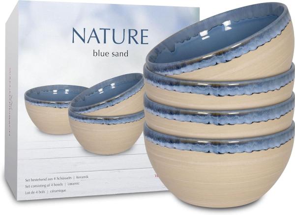 Waechtersbach Nature Blue Sand Müsli, 4er Set, Schale, Müslischale, Schüssel, Frühstücksschale, Keramik, Ø 13 cm, 41 5 000 0008