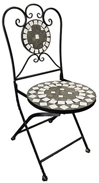 Mosaik Klappstuhl Gartenstuhl Bistrostuhl Kreis Design Anthrazit/Grau