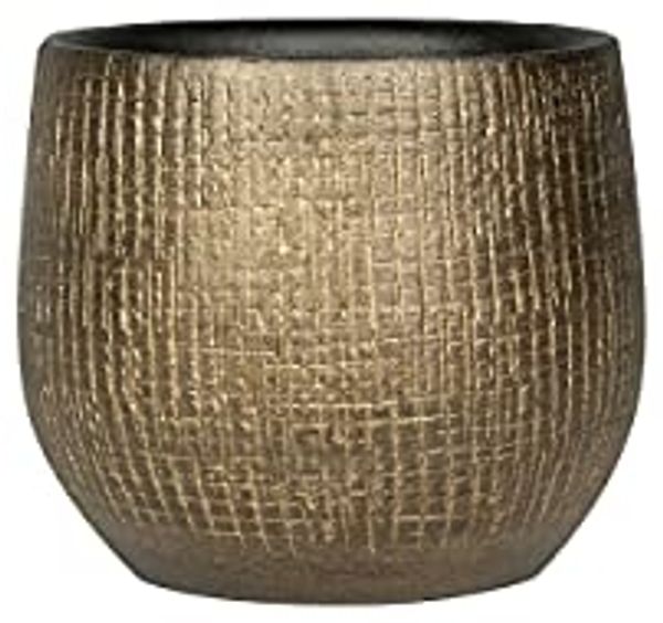 Pflanztopf/Blumentopf in elegantem, modernem Design, Metall, goldbraun, Durchmesser 18 cm, Höhe 16 cm