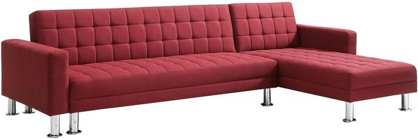Vente-unique - Ecksofa mit Schlaffunktion - Ecke wechselbar - Stoff - Rot - WILLIS II