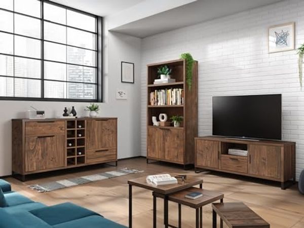 Wohnwand Set 3tlg massivum Sydney Pinie dunkel braun 160x84x41 cm Wohnkombination Holz Landhausmöbel Wohnzimmermöbel