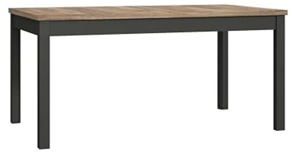 Forte Möbel JOKKAZ Esstisch ausziehbar, Holzwerkstoff, Flagstaff Eiche/schwarz, B x H x T: 160,4 x 76,6 x 90 cm