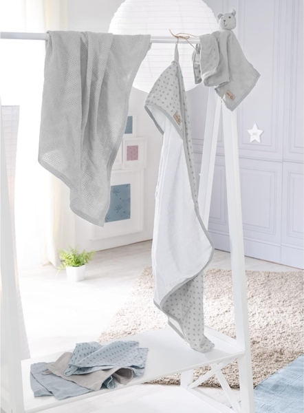 roba Geschenkset 'Lil Planet' - Handtuch, Waschlappen, Schmusetuch & Decke - GOTS & Oeko Tex - Grau Bild 8