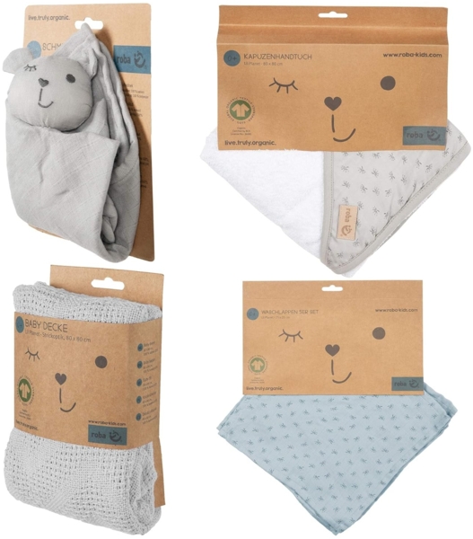 roba Geschenkset 'Lil Planet' - Handtuch, Waschlappen, Schmusetuch & Decke - GOTS & Oeko Tex - Grau Bild 3