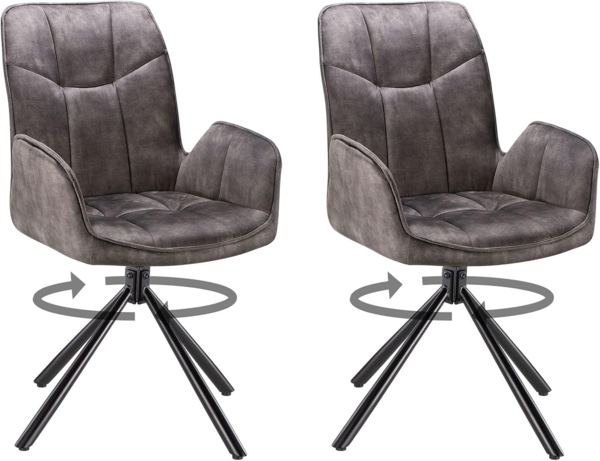 CARO-Möbel Esszimmerstuhl MARIBOR (2 St), Esszimmer Wohnzimmer Stuhl Lounge Sessel Metall Polyester Armlehne 2er