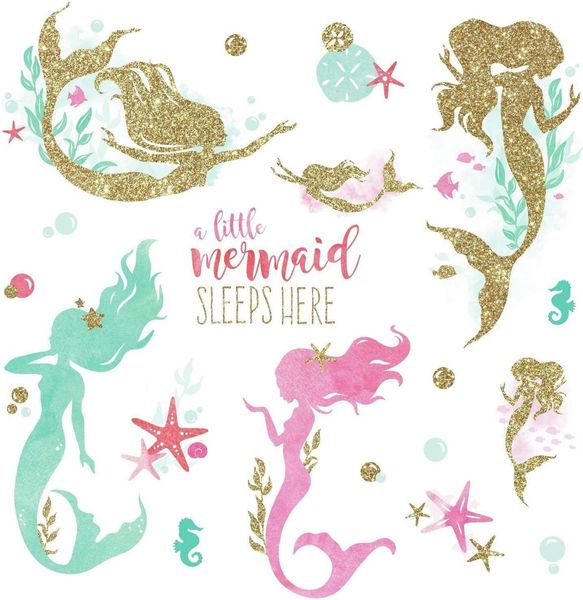 Havfrue glitter wallstickers
