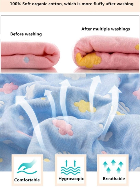 Hayisugal Kinder Decke 6-lagig Babydecke aus 100% Baumwolle - kuschelige Baumwolldecke Ideal als Kinderwagendecke, Erstlingsdecke, Bettdecke oder Kuscheldecke, Gold Krone, 110x110 cm Bild 6