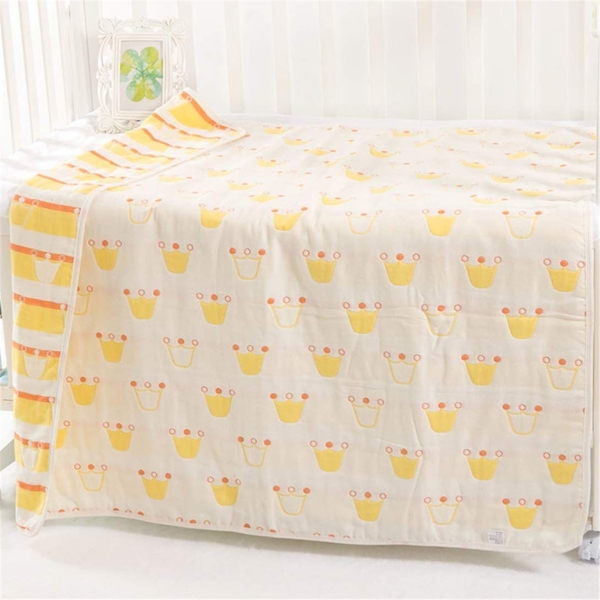 Hayisugal Kinder Decke 6-lagig Babydecke aus 100% Baumwolle - kuschelige Baumwolldecke Ideal als Kinderwagendecke, Erstlingsdecke, Bettdecke oder Kuscheldecke, Gold Krone, 110x110 cm Bild 2