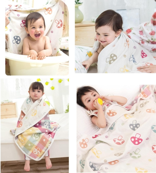 Hayisugal Kinder Decke 6-lagig Babydecke aus 100% Baumwolle - kuschelige Baumwolldecke Ideal als Kinderwagendecke, Erstlingsdecke, Bettdecke oder Kuscheldecke, Gold Krone, 110x110 cm Bild 5