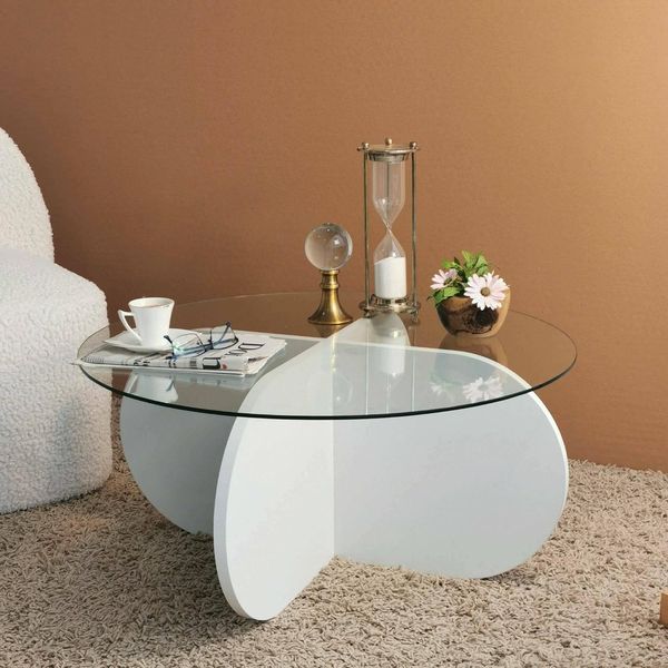 Dmora Couchtisch Gliese 75 x 75 x 35h cm Weiß Rundform