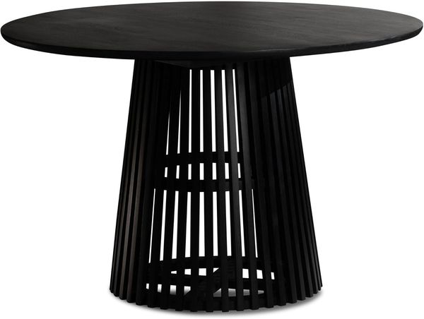 FINEBUY Esstisch FB98620 (120x120x77 cm Mango Massivholz Schwarz Rund), Esszimmertisch Klein, Holztisch Esszimmer Modern