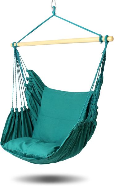 HOBEA-Germany Hängesessel Hängestuhl Hängesitz mit 2 Kissenhüllen (XXL (bis 140kg belastbar), Uni Petrol)