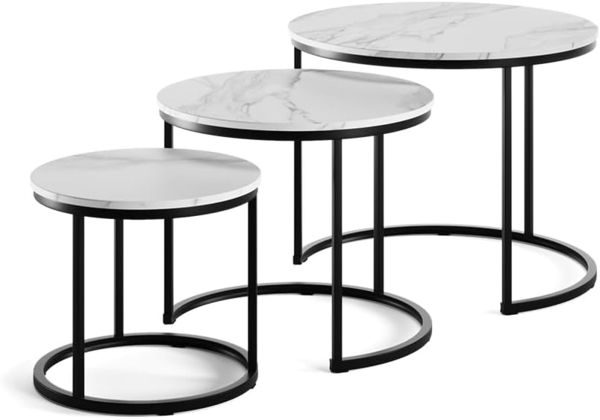 Couchtisch-Set Montreal Weiß/Schwarz 55 x 55 cm 3 Teile Vicco