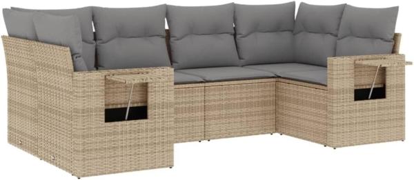 vidaXL 6-tlg. Garten-Sofagarnitur mit Kissen Beige Poly Rattan 3252916