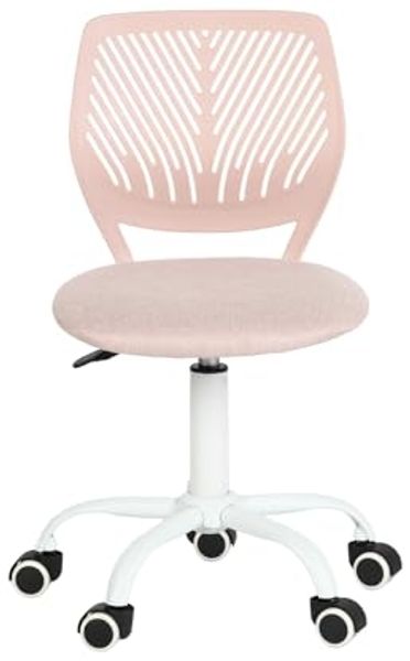 FurnitureR 1 Set Bürostuhl, höhenverstellbar, Drehstuhl mit Design der Rückenlehne mit kleinem Loch, Schreibtisch ohne Armlehnen, Bürostuhl, Schlafzimmerschreibtisch, Morandi-Rosa