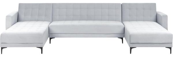U-förmiges Modul Schlafsofa 5-Sitzer ABERDEEN Samtstoff Hellgrau