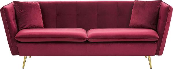 3-Sitzer Sofa Samtstoff dunkelrot FREDERICA