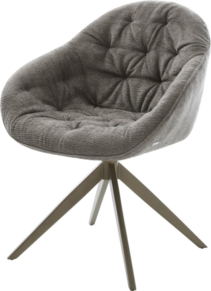 Drehstuhl Gaio-Flex Bouclé Soft Schlamm Kreuzgestell breit Effektfinish Titan 360° drehbar Wippfunktion