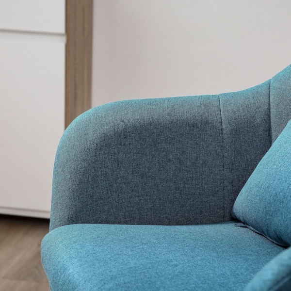 HOMCOM Relaxsessel mit Armlehne, Lendenkissen, Metallrahmen (gepolstert Drehstuhl, 1-St, höhenverstellbar Loungesessel), für Schlafzimmer, Wohnzimmer, Hellblau Bild 9