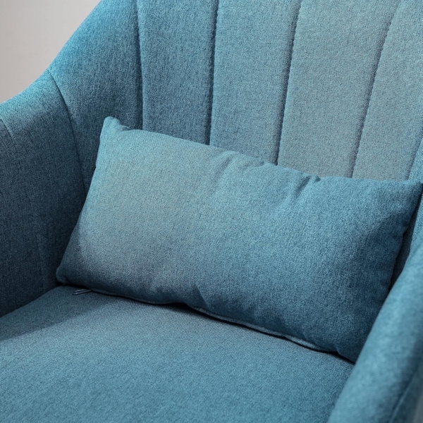 HOMCOM Relaxsessel mit Armlehne, Lendenkissen, Metallrahmen (gepolstert Drehstuhl, 1-St, höhenverstellbar Loungesessel), für Schlafzimmer, Wohnzimmer, Hellblau Bild 8