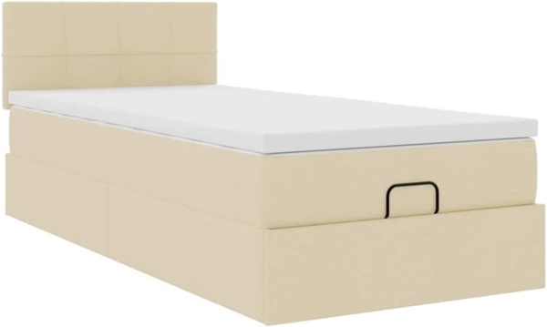 Ottoman-Bett mit Matratze Creme 90x200 cm Stoff 3311433