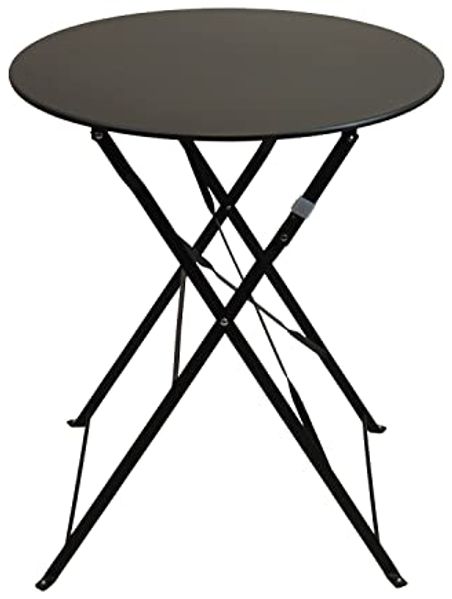 Koopman Gartentisch Balkontisch Terrassentisch Metall Rund Ø 60 cm Anthrazit (1-St), Klapptisch, zusammenklappbar, leicht zu verstauen, Bistrotisch