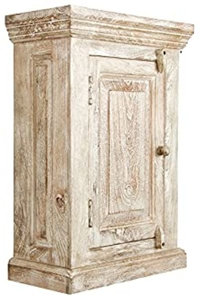 Hängeschrank Holz Mango natur 48x70x24 cm massivum Patina Badschrank Wandschrank Landhausstil Gäste-WC Medizinschrank schmal