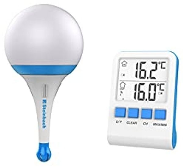 Steinbach Solarleuchte mit Funkthermometer blau
