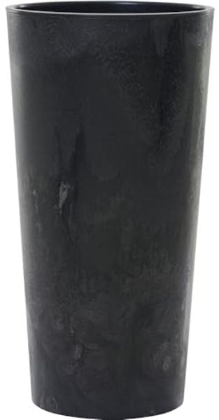Pflanzgefäß LOCON STONE schwarz 25 x 46,5 cm – Kunststoff in Betonoptik mit schwarzem Einsatz, modern, robust & wetterfest für Innen & Außen